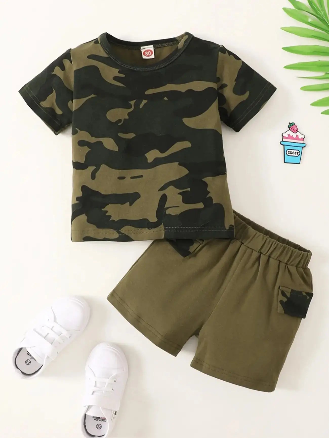 Conjunto Camuflado Infantil - Camiseta e Shorts Verão