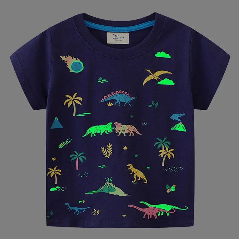Camiseta Infantil Dinossauro e Tubarão - Moda Verão