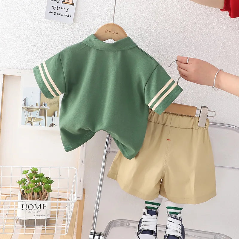 Conjunto infantil camisa polo e bermuda ursinho