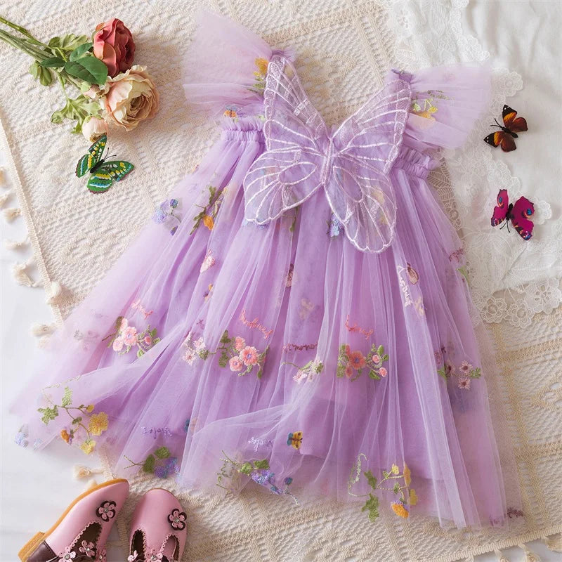 Vestido de Princesa com Asas de Borboleta para Meninas