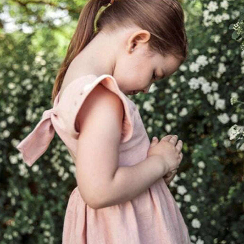 Vestido Princesa de Verão com Manga Voadora para Meninas