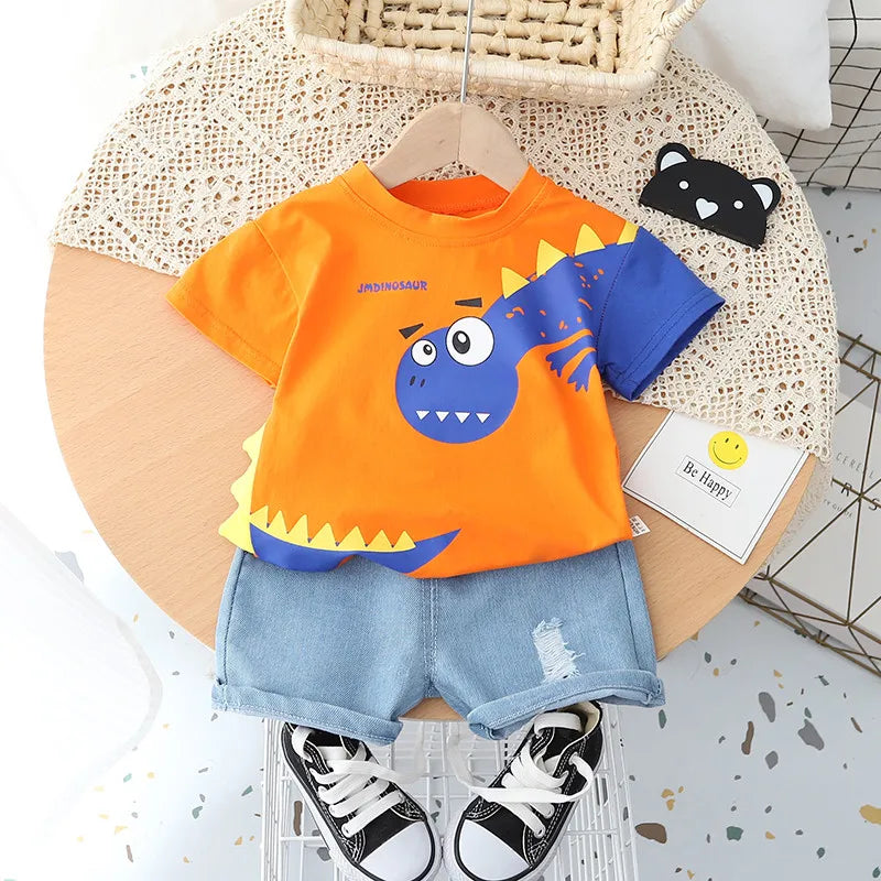 Conjunto Infantil Dinossauro Camiseta e Shorts - 2 Peças