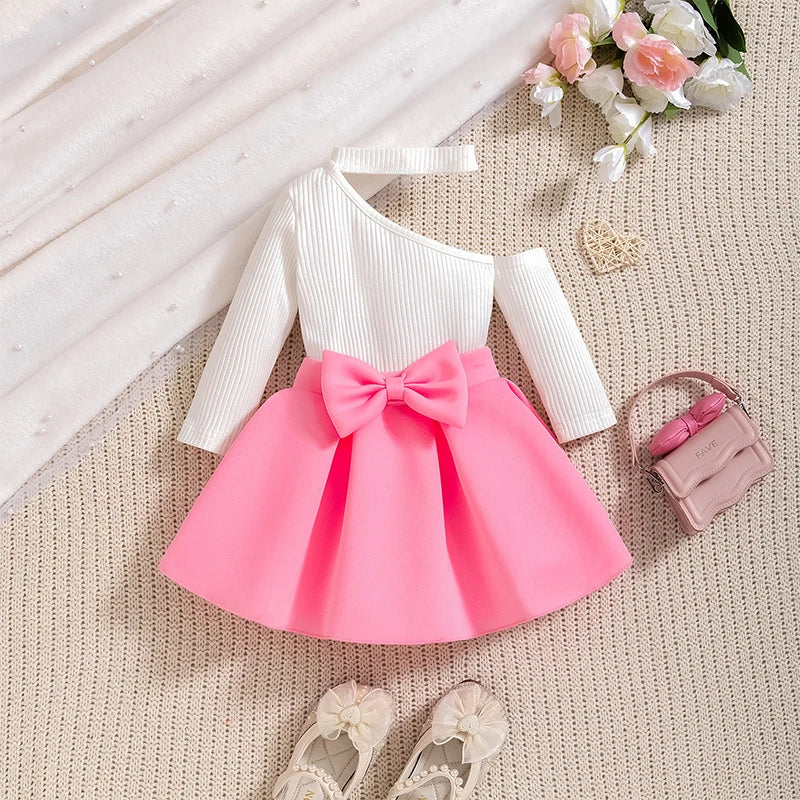 Conjunto Infantil Feminino Laço Rosa - Blusa e Saia