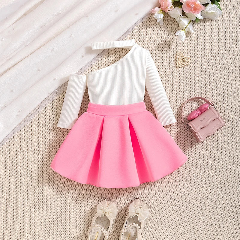 Conjunto Infantil Feminino Laço Rosa - Blusa e Saia