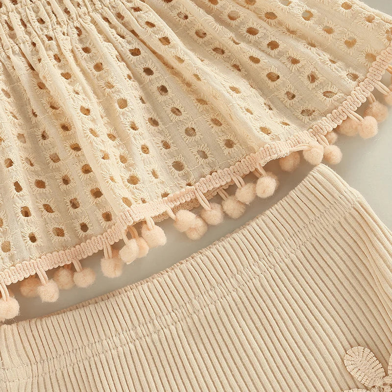 Conjunto Bebê Menina - Blusa com Babados e Shorts Canelado (2 Peças)