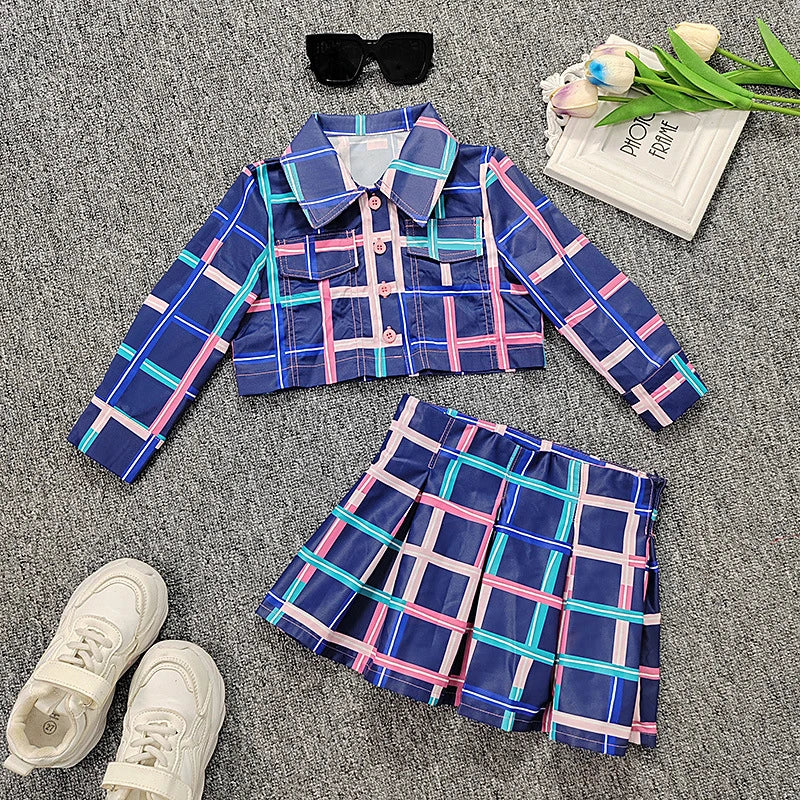 Conjunto Infantil Xadrez: Saia Plissada e Top