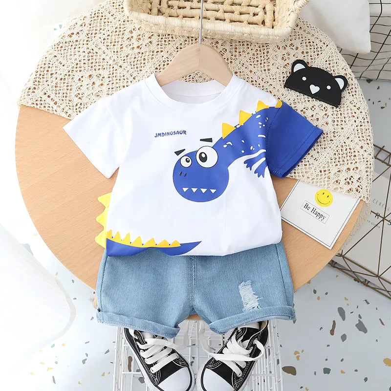 Conjunto Infantil Dinossauro Camiseta e Shorts - 2 Peças