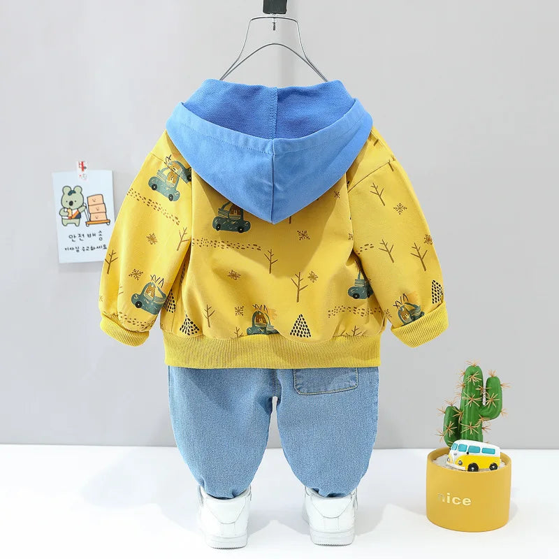 Conjunto Infantil 3 Peças com Ursinho - Jaqueta + Calça + Blusa para Outono