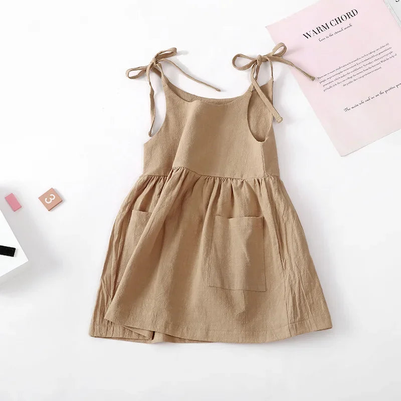 Vestido Infantil de Algodão Sem Mangas para Meninas