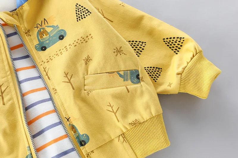 Conjunto Infantil 3 Peças com Ursinho - Jaqueta + Calça + Blusa para Outono