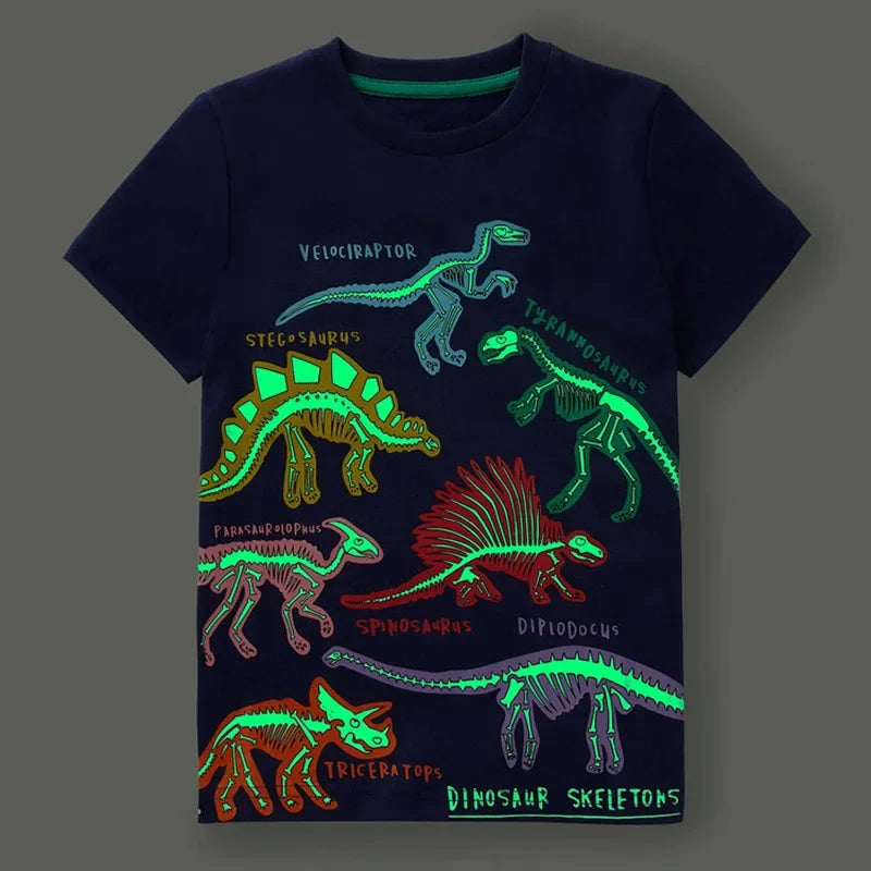 Camiseta Infantil Dinossauro e Tubarão - Moda Verão