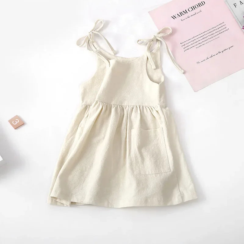 Vestido Infantil de Algodão Sem Mangas para Meninas