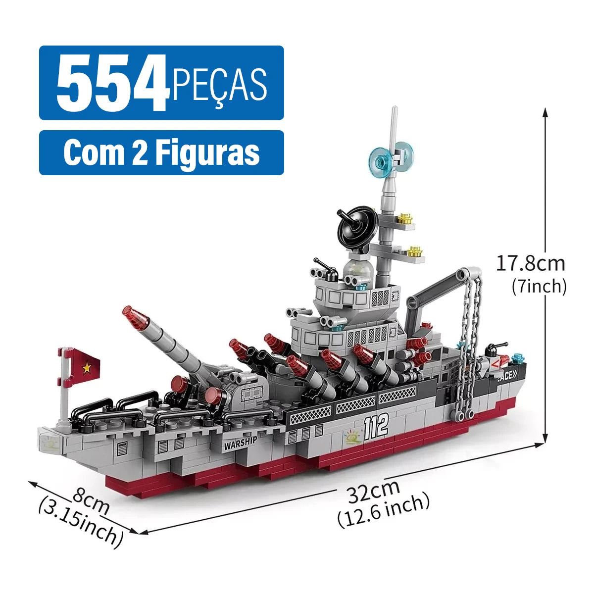 Blocos de Construção Navio de Guerra 8 em 1 Educacional