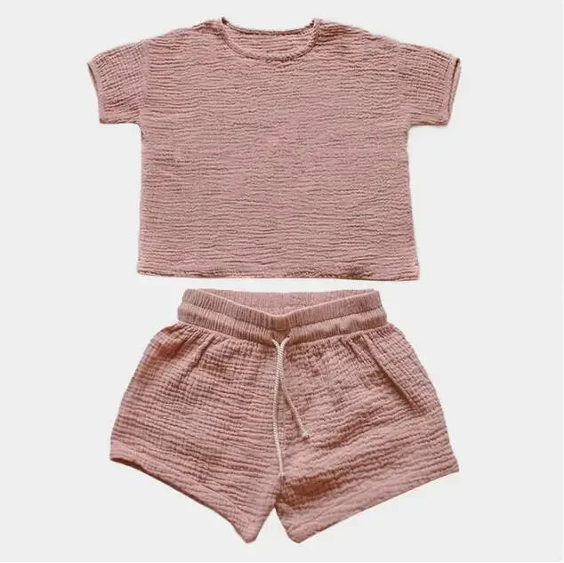 Conjunto Infantil de Algodão Musselina - Verão Casual