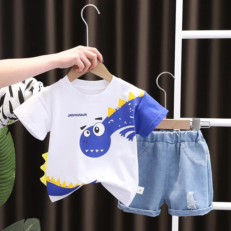 Conjunto Infantil Dinossauro Camiseta e Shorts - 2 Peças