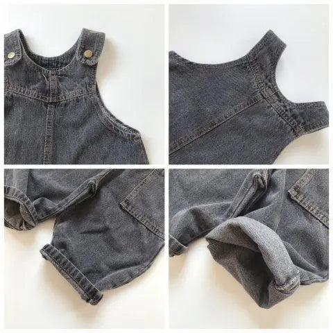 Macacão Jeans Infantil Cinza Retrô