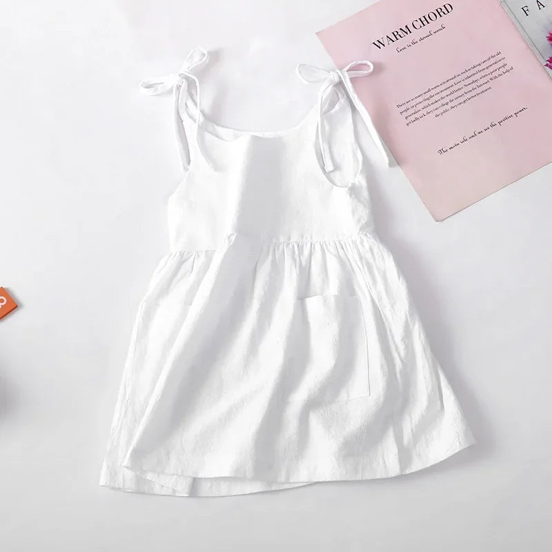 Vestido Infantil de Algodão Sem Mangas para Meninas