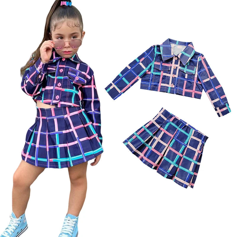 Conjunto Infantil Xadrez: Saia Plissada e Top