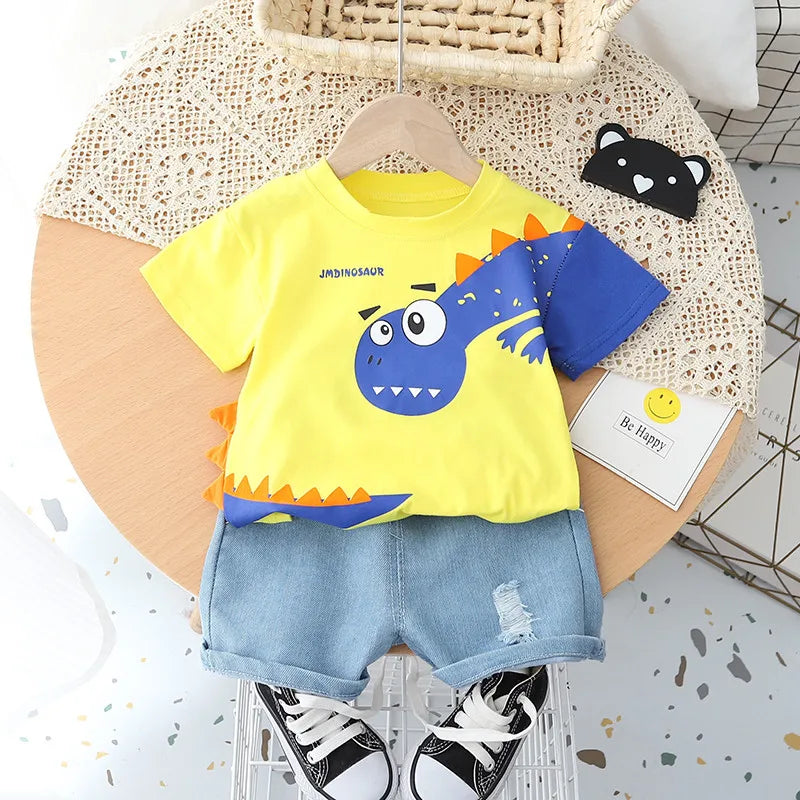 Conjunto Infantil Dinossauro Camiseta e Shorts - 2 Peças