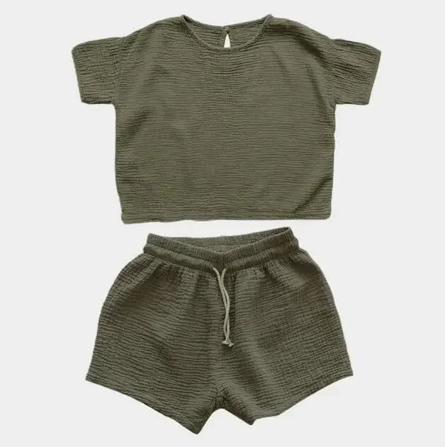 Conjunto Infantil de Algodão Musselina - Verão Casual