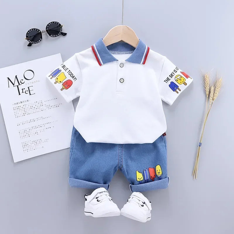 Conjunto Infantil Verão Algodão Camiseta e Shorts