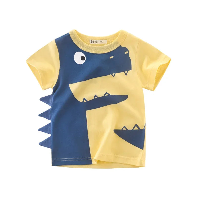 2025 verão crianças 3d dos desenhos animados camiseta para menino impressão animal dinossauro tubarão meninos t camisa meninas topos camisetas dos desenhos animados crianças roupas