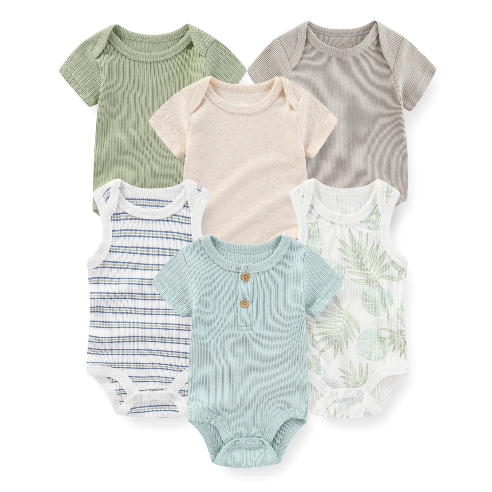 Bodysuits de Algodão para Bebês - Kit com 6 Peças