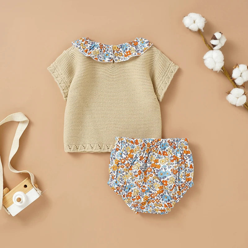 Conjunto Infantil Feminino Verão - Blusa e Shorts Florais