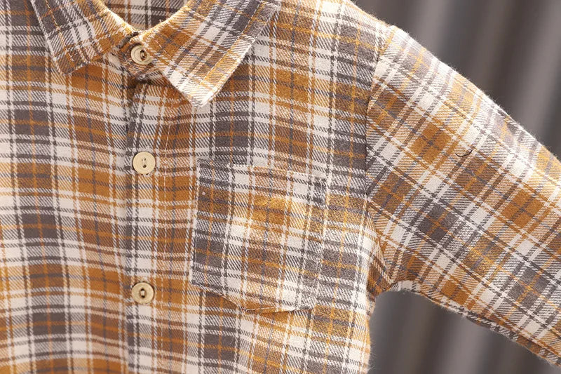 Conjunto Infantil Masculino 3 Peças - Camisa Xadrez + Colete + Calça para Primavera e Outono