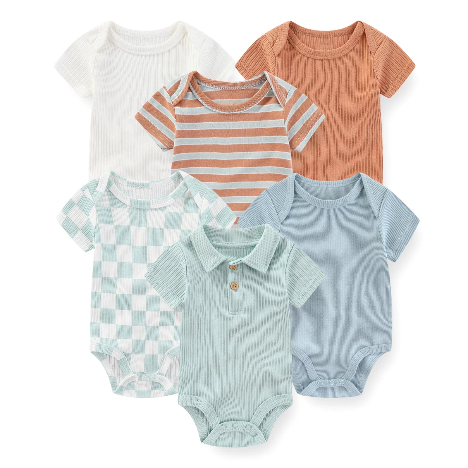 Bodysuits de Algodão para Bebês - Kit com 6 Peças