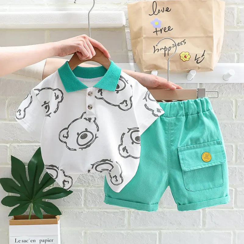 Conjunto Infantil de Algodão - Camiseta e Shorts