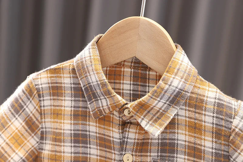 Conjunto Infantil Masculino 3 Peças - Camisa Xadrez + Colete + Calça para Primavera e Outono