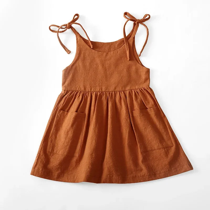 Vestido Infantil de Algodão Sem Mangas para Meninas